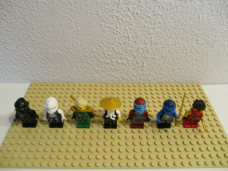 (D2-2/9) Lego Ninjago 7 Figuren Meister Wu Nya Zane Kai Lloyd Jay Cole Sammlung
