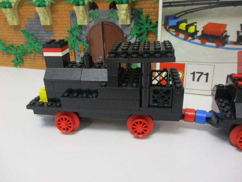 (B3/13) Lego Eisenbahn Set 171 Dampflok / Lok + 3x Waggon / Wagen BA ohne Gleise