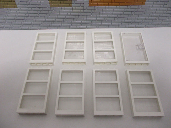 ( F12/9 ) Lego 7x Fenster 1x4x6 + Tür weiß  City Haus Gebäude