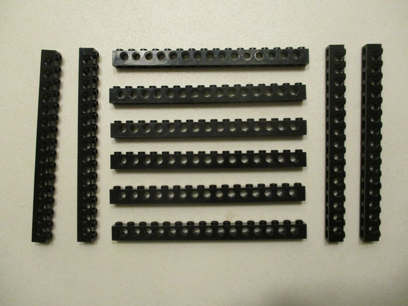 ( C2  / 2 ) 10x Lego 3703 Technik /Technic Lochbalken Lochsteine schwarz 1x16