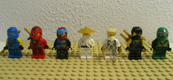 (D2-3/18) Lego Ninjago 7 Figuren Meister Wu Nay Lloyd Kai Zane Jay Cole Sammlung