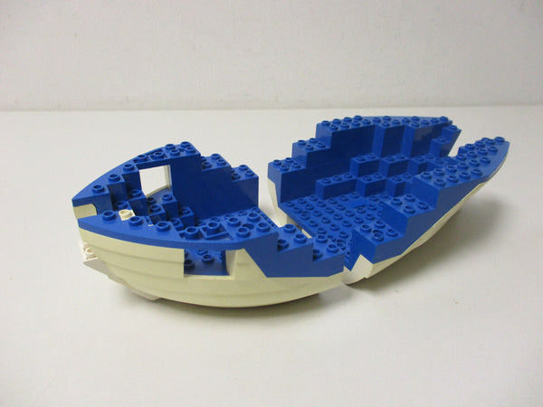 ( L2/4 ) Lego Schiffsrumpf Weiß Blau 2 teilig 6280 6291 6285 6268 6271