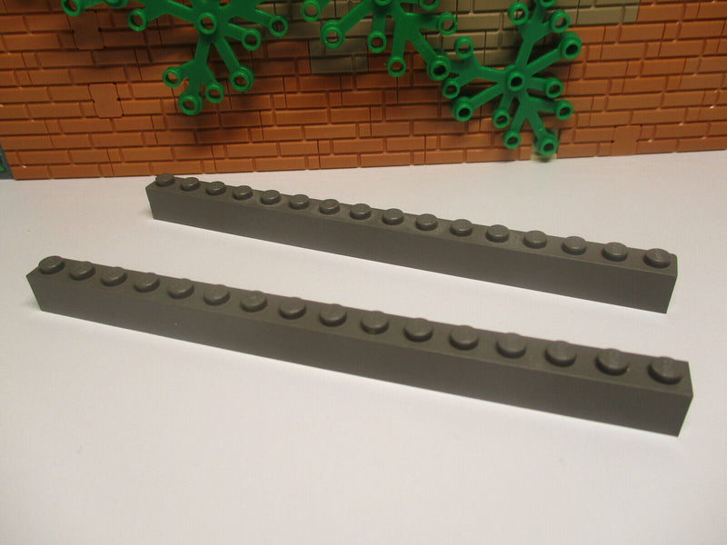 i15/7) 2x Lego 2465 Baustein 1 x 16 Balken Basic alt dunkelgrau Star Wars Ritter