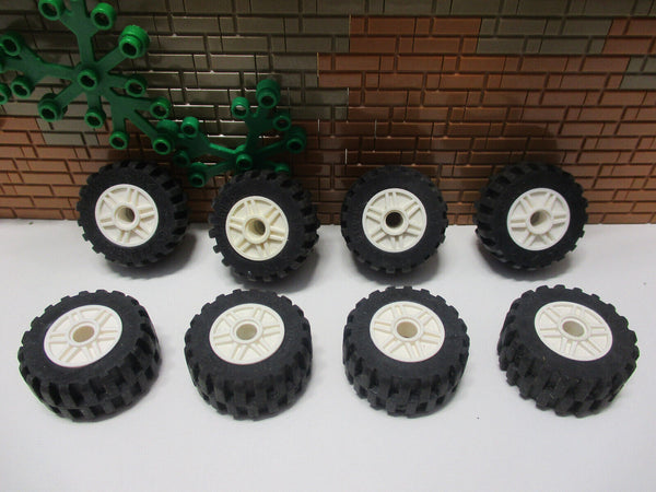 (G1/11) Lego 8 Reifen 30.4 x 14 weiße Felge Auto Truck LKW Rad Räder Technic