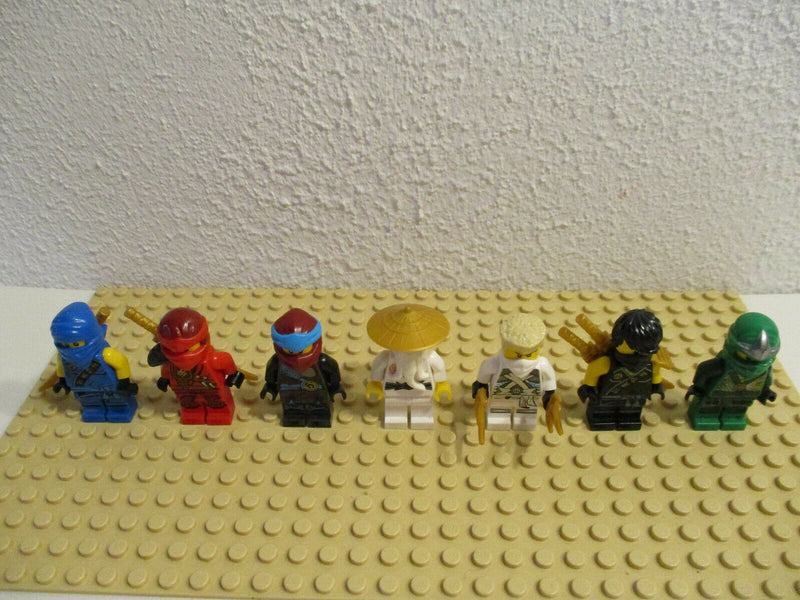 (D2-3/18) Lego Ninjago 7 Figuren Meister Wu Nay Lloyd Kai Zane Jay Cole Sammlung