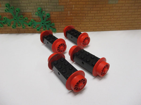 (B6/ 22 ) 4 x LEGO Eisenbahn Rad Räder rot Achse Zug Waggon 4,5V 9V 12V RC