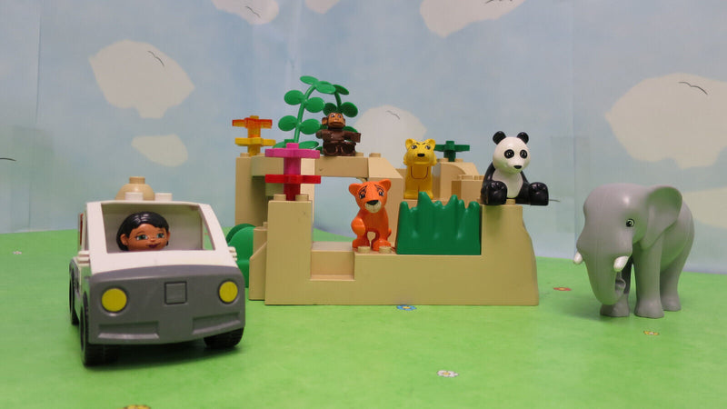 ( R1/B31/2 ) LEGO Duplo Safari Zoo Höhle Berg Elefant Tieger Panda Affe