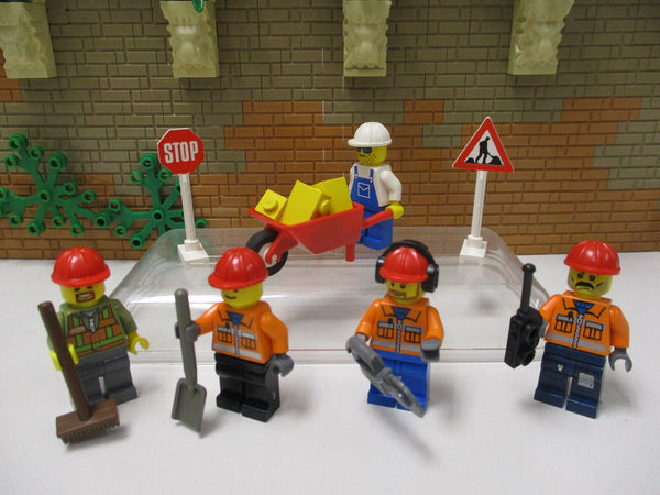 (B6/7) LEGO 5 x Bauarbeiter  + Zubehör Figuren City Minifiguren Bau Eisenbahn
