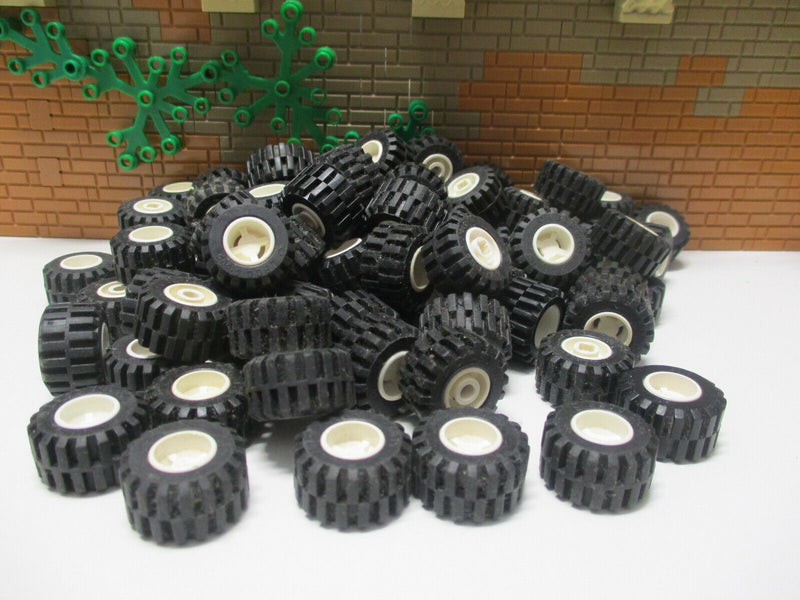 (G1/10) Lego 80 Räder Reifen Rad mit weißer Felge Auto Truck LKW 6015