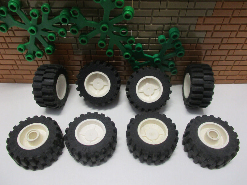 (G1/2) Lego 8 Reifen 30.4 x 14 weiße Felge Auto Truck LKW Rad Räder Technic