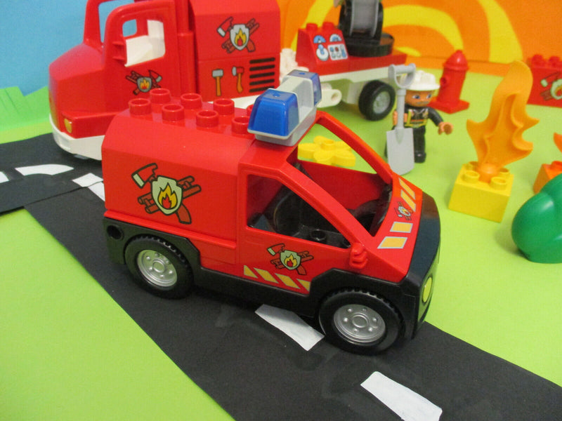 (RB10/1) LEGO Duplo Feuerwehr LÃ¶schfahrzeug  Hubschrauber Auto