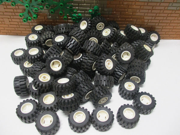 (G1/10) Lego 80 Räder Reifen Rad mit weißer Felge Auto Truck LKW 6015