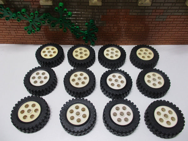 (G1/6) Lego 12 Räder Reifen mit Felgen 13 x 24 weis Technic Modell Team