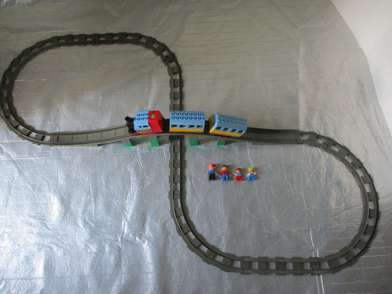 ( LK 5 ) LEGO Duplo Eisenbahn SET E-Lok  2 Waggons Brücke Schienen  Figuren