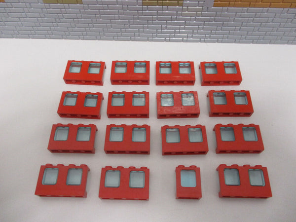 ( A14/2 ) Lego Fenster rot mit Scheibe Flugzeug Eisenbahn City Haus Gebäude