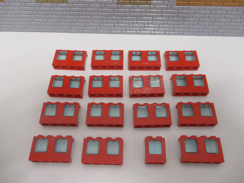 ( A14/2 ) Lego Fenster rot mit Scheibe Flugzeug Eisenbahn City Haus Gebäude
