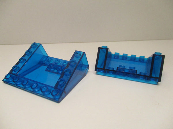 ( C15 / 2 ) Lego Classic Space 2x Slope Inverted 5 x 6 x 2 4228 Transparent Blau