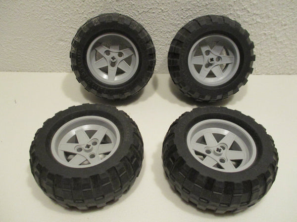 ( F8 / 1 ) 4 Lego Technik Technic Rad Räder Reifen mit Felge 94,8x44 R grau
