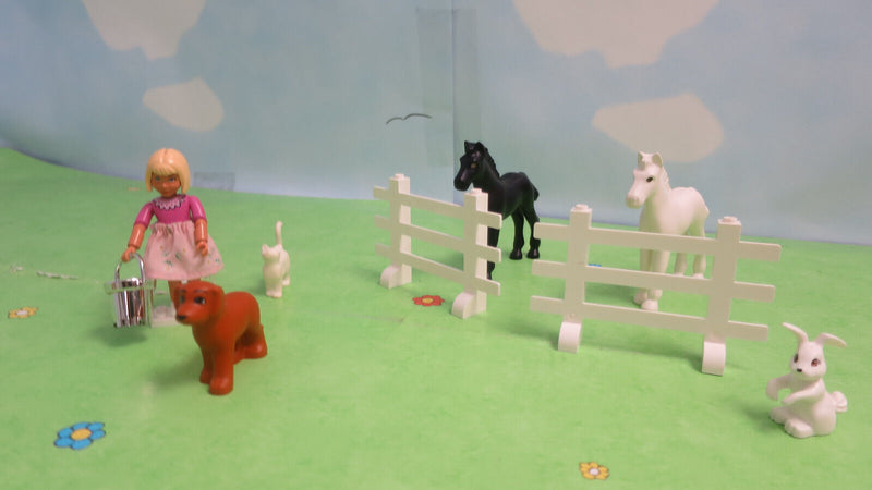 ( L8 / 3 ) Lego Belville Mändy und Ihre Tiere Pony Perd Hase Hund & Katze