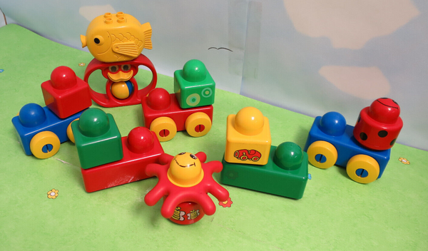 ( RBU2 / 5 ) LEGO Duplo Primo Baby Autos Fisch & Steck Sonne für die Motorik