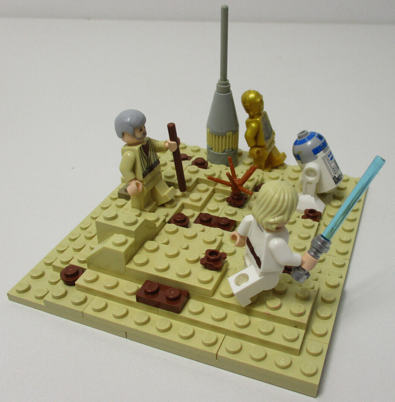 (E/9) LEGO STAR WARS Tatooine MOC Luke Skywalker Obi-Wan Ben Kenobi R2-D2 C-3PO