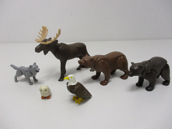 ( D13/6 ) PLAYMOBIL Nordamerikanische Waldtiere Elch Bär Grizzly Wolf Adler Eule