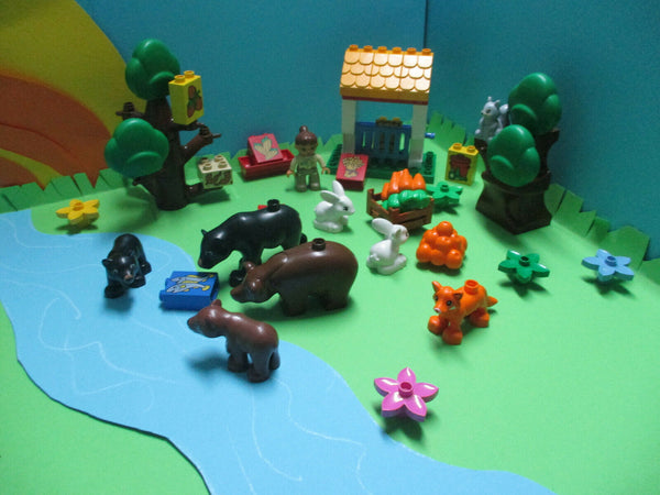 (GB27 / 3) LEGO Duplo Tierpark / Zoo / Wildpark Set Wald BÃ¤ren Hasen Fuchs