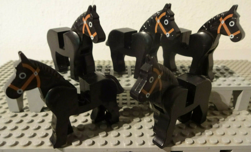 ( F5 / 4) Lego 5x 4493c01pb02 Pferd schwarz Ritter Western Pferde 6074 6085 6765