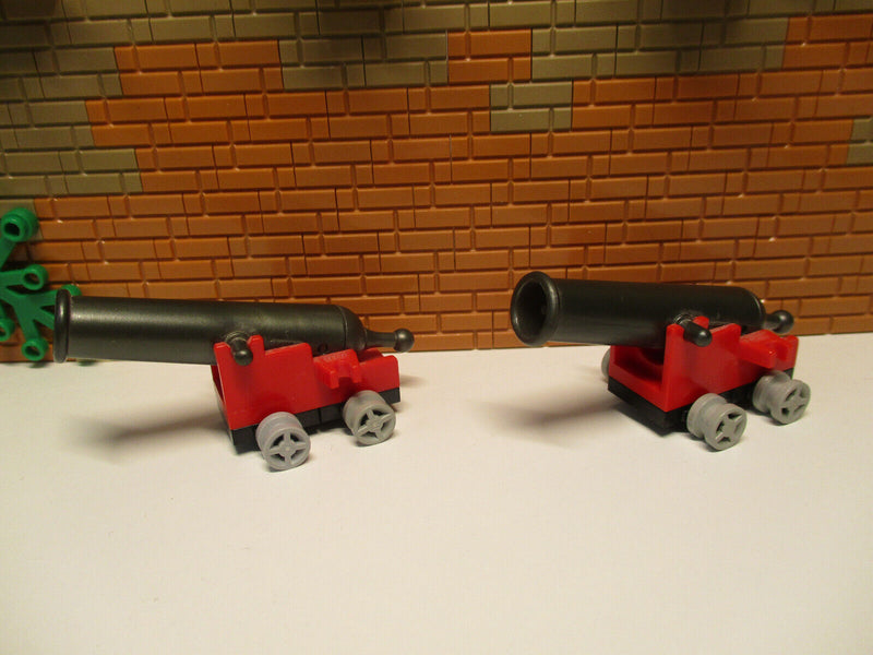 (C9/14) Lego 2 x Kanone mit graue Räder Piraten Schiff 6271 6274 6276 6285 6286
