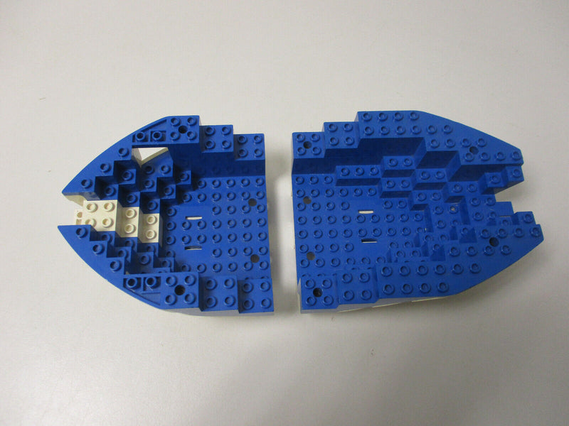 ( L2/4 ) Lego Schiffsrumpf Weiß Blau 2 teilig 6280 6291 6285 6268 6271