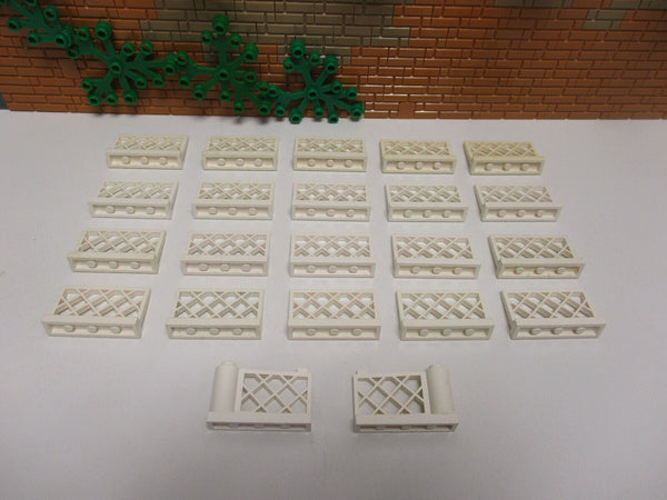 ( F2/ 3 ) Lego 20x Zaun weiß 2x Gartentor Classic 3185 Eisenbahn City