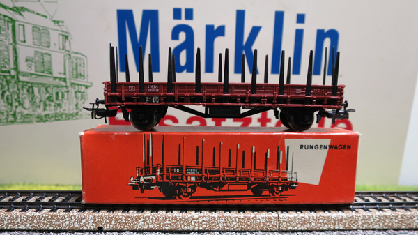 ( O13 ) Märklin 4607 Rungenwagen offener Güterwagen von 1959 H0 OVP gebraucht