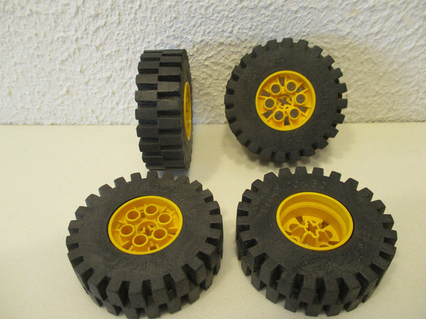 ( N5 / 4. ) 4 x Lego Technik Technic Rad Räder Reifen mit Felge 20x30 gelb