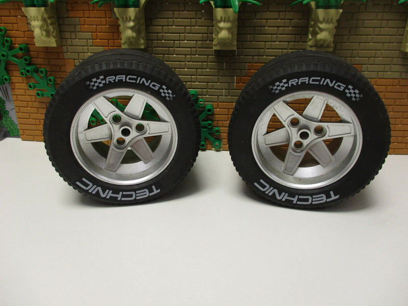 (A2/5) 2 x Lego Technic Reifen + Felge metallic Silver 8458 F1 Silver Champion