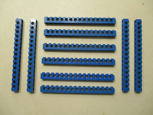 (C2 / 5) 10x Lego 3703 Technik /Technic Lochbalken Lochsteine blau 1x16