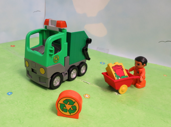 ( R1/18/S2-2 ) LEGO Duplo Müllabfuhr Müllauto LKW Müllmann Strassenkehrer