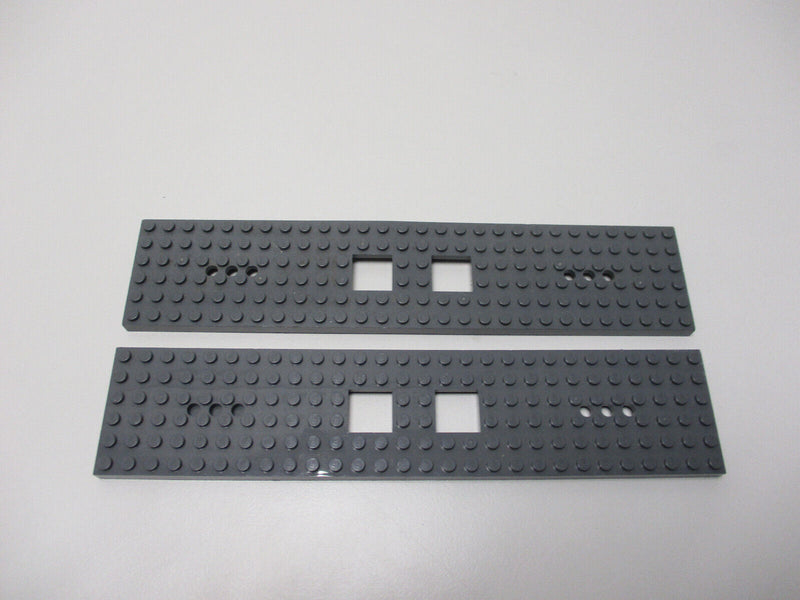 (C6/5.) 2x Lego Eisenbahn Waggon Zug Grundplatte 6x28 dunkelgrau 9V 12V RC TRAIN
