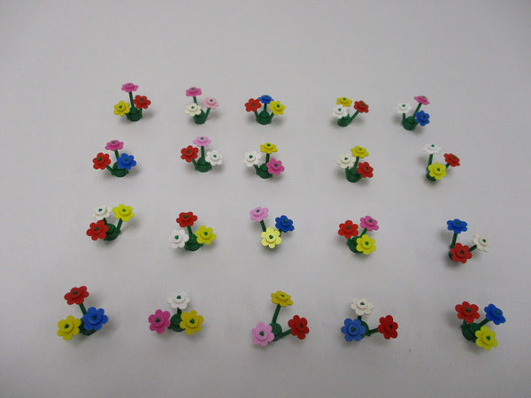 (B12/11) 20 Lego Classic Blumen Pflanzen Stiel grÃ¼n mit bunten BlÃ¼ten 3741 City