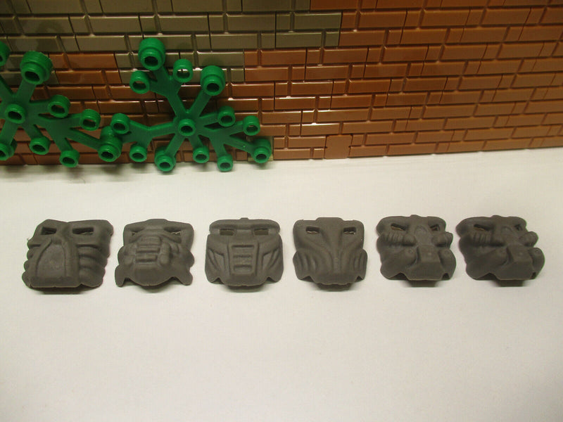 ( B10 / 20 ) Lego Bionicle 6x Krana Masken Dunkelgrau