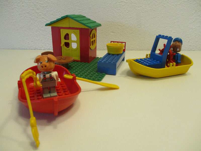 ( G1/1) Lego Fabuland Set FischerhÃ¼te mit Boot Motorboot 2 Figuren wie 3633 3660