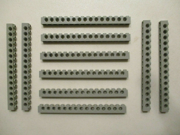 (C2 / 3) 10x Lego 3703 Technik /Technic Lochbalken Lochsteine hellgrau 1x16
