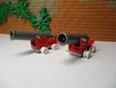 ( L3/23 ) Lego 2 x Kanone Rot mit Räder 4790 6286 6285 6271 6274
