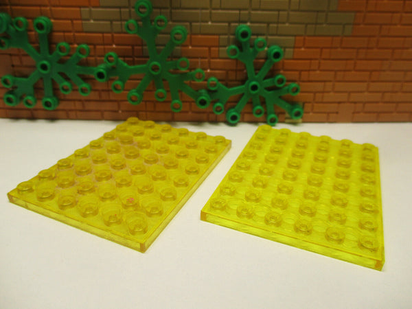 ( D14 / 12 ) Lego Classic 2x Transparent Gelb Platten 6x8 Space