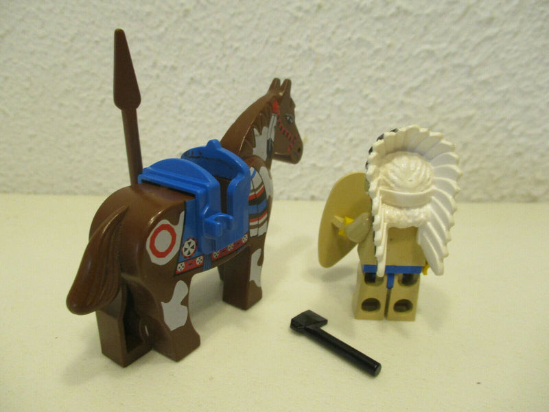 ( D7/5) Lego Figur ww024 IndianerhÃ¤uptling + Pferd Western 5923 6746 6763 6766
