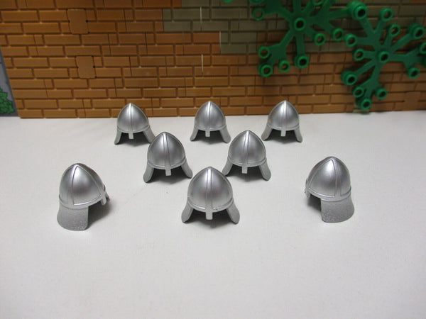 ( D9 /4 ) Lego 8 x 3844 Helm Ritter mit Nackenschutz silber 6086 6085 6090 6080