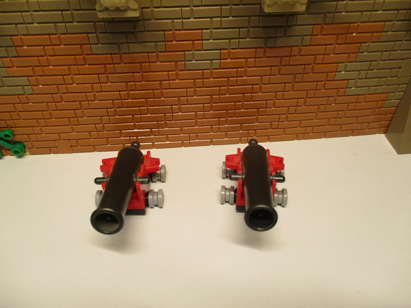 (C9/14) Lego 2 x Kanone mit graue Räder Piraten Schiff 6271 6274 6276 6285 6286