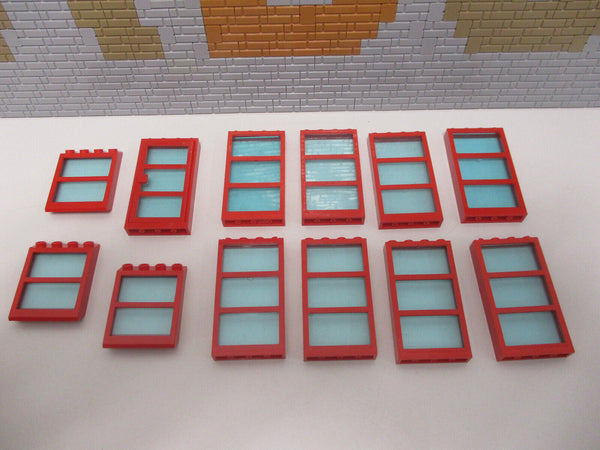 (F12/14) Lego 8x Fenster 1x4x6 + Tür + 3 Dachfenster rot City Haus Gebäude