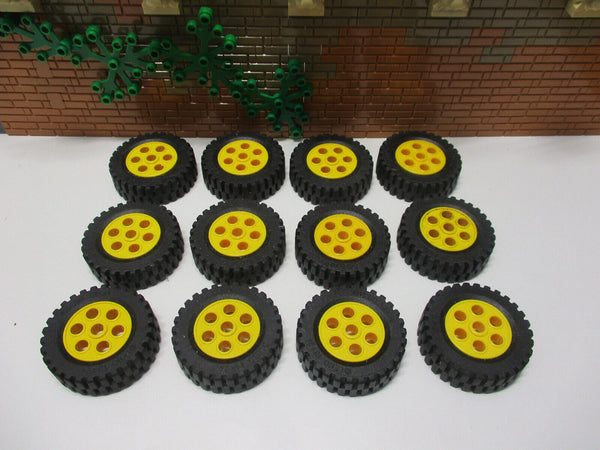(G1/7) Lego 12 Räder Reifen mit Felgen 13 x 24 gelb Technic Modell Team