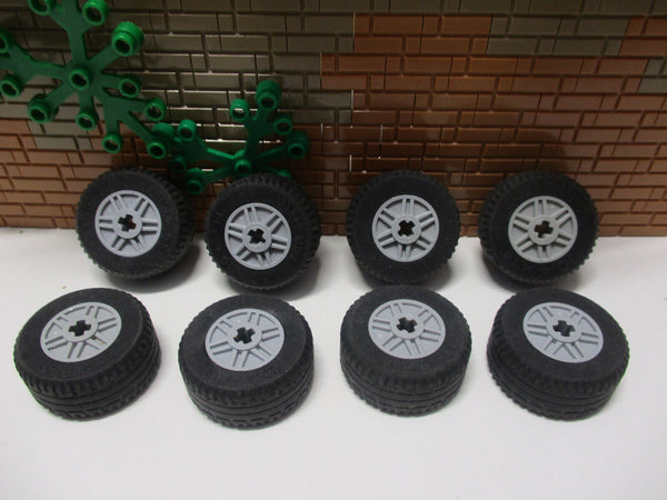 (F6/4 ) Lego 8 Reifen 30.4 x 14 graue Felge Auto Truck LKW Rad Räder Technic