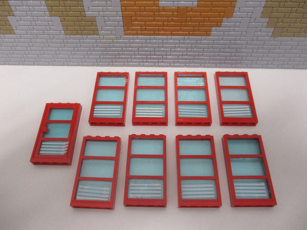 (F12/13) Lego 8x Fenster 1x4x6 + Tür rot City Haus Gebäude